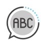Speech bubble with the letter ABC inside icon
